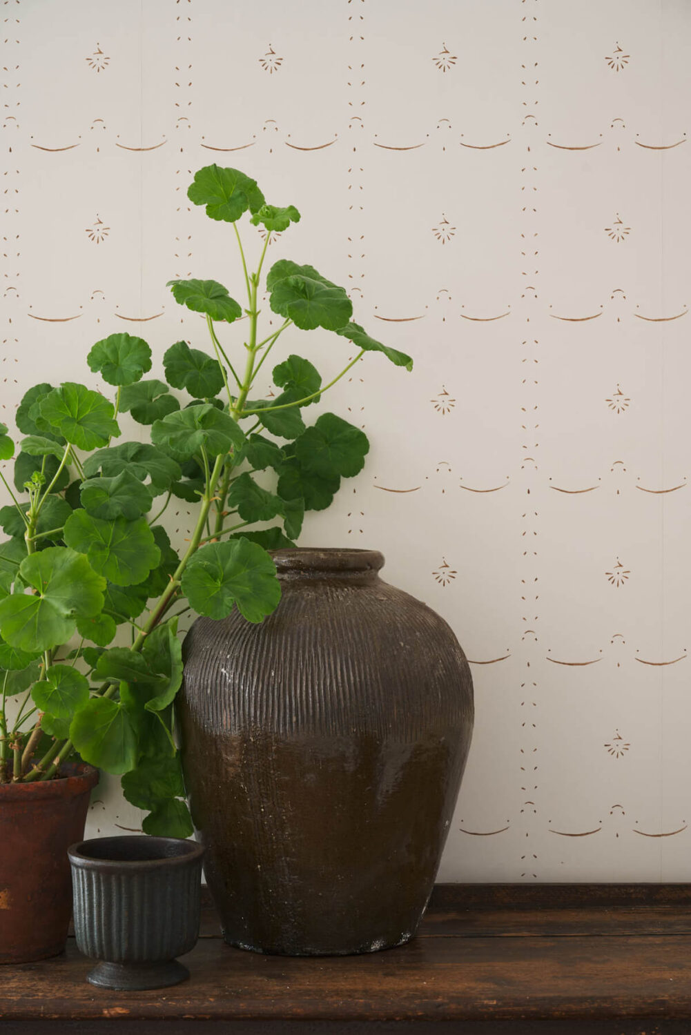 13.GrandDitsyDelft Sepia deVOL LOW RES deVOL's Ditsy Delft Wallpaper: A Subtle Pattern Inspired by a Historic Design