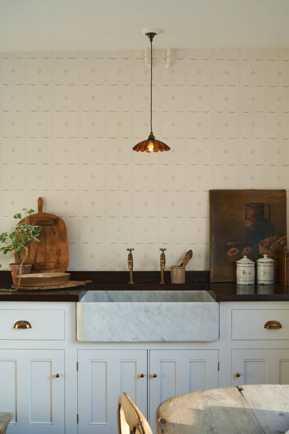 9.GrandDitsyDelft Sepia deVOL LOW RES deVOL's Ditsy Delft Wallpaper: A Subtle Pattern Inspired by a Historic Design