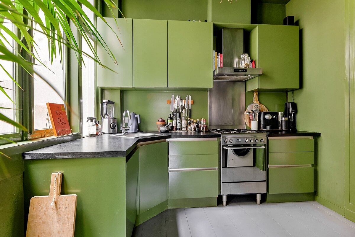 all green kitchen
