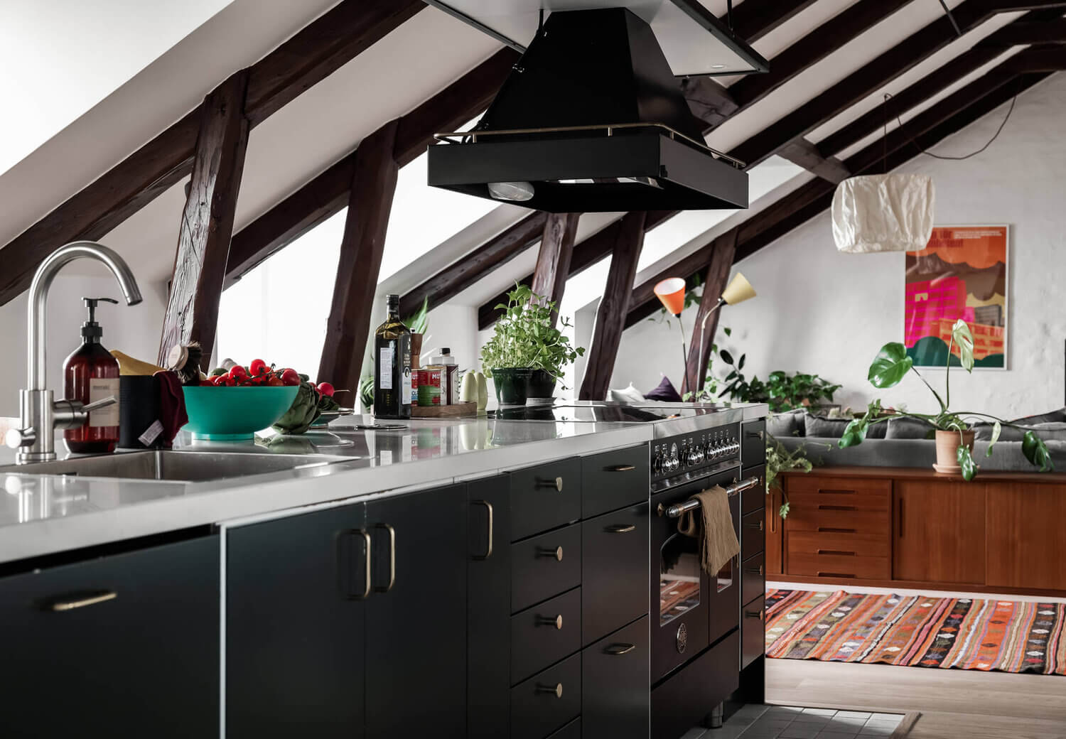 AScandinavianPenthouseApartmentwithaGreenKitchen TheNordroom2 A Scandinavian Penthouse Apartment With A Dark Green Kitchen