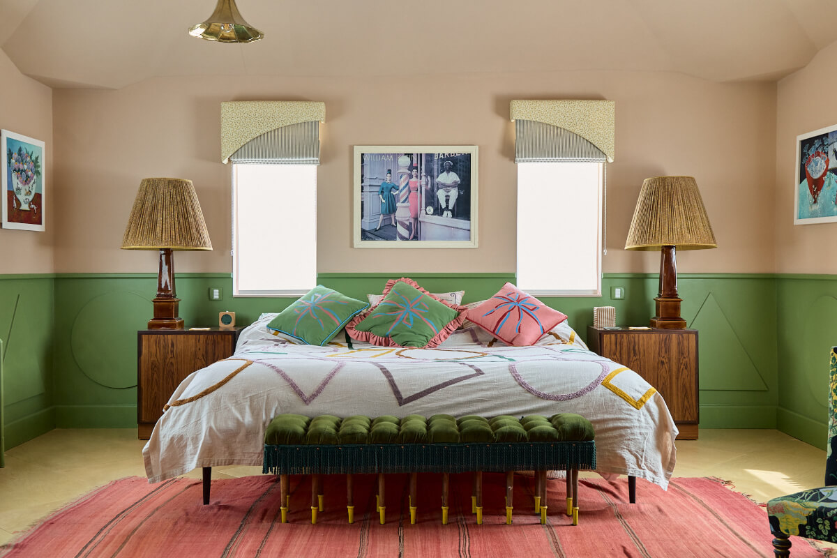 bedroom green paneling
