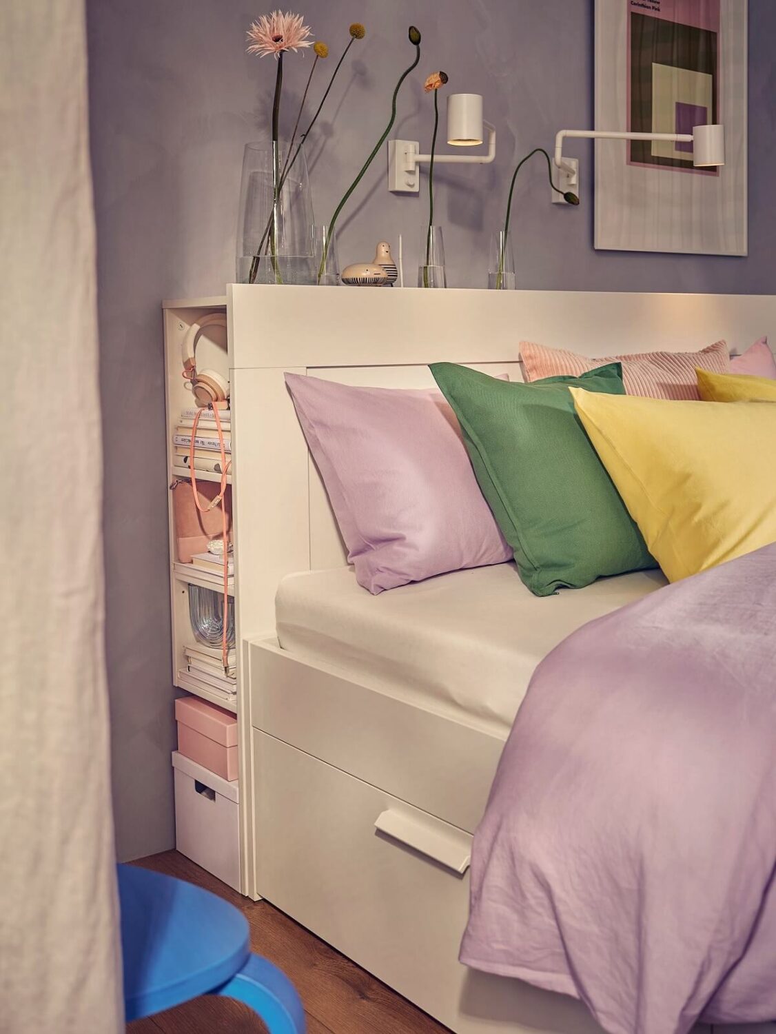 bedroom muted purple wall color