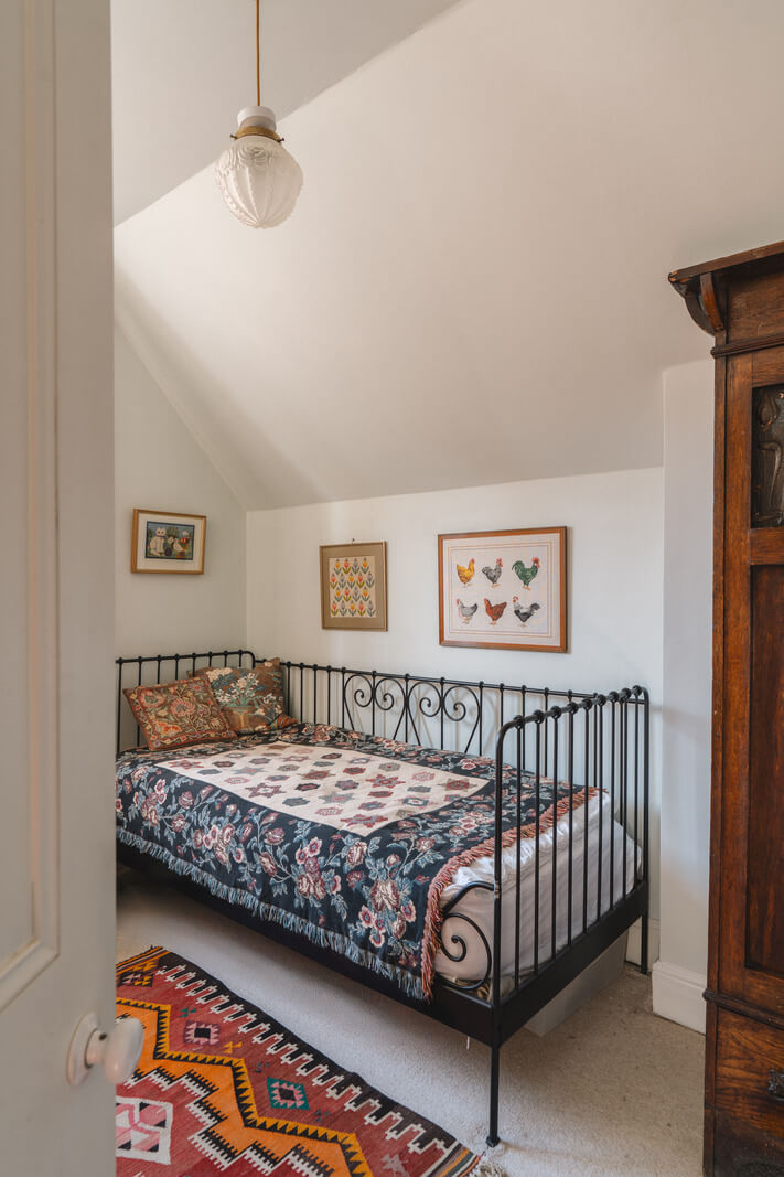 bedroom sloped ceiling A Sage Green Kitchen in a Charming Arts and Crafts House