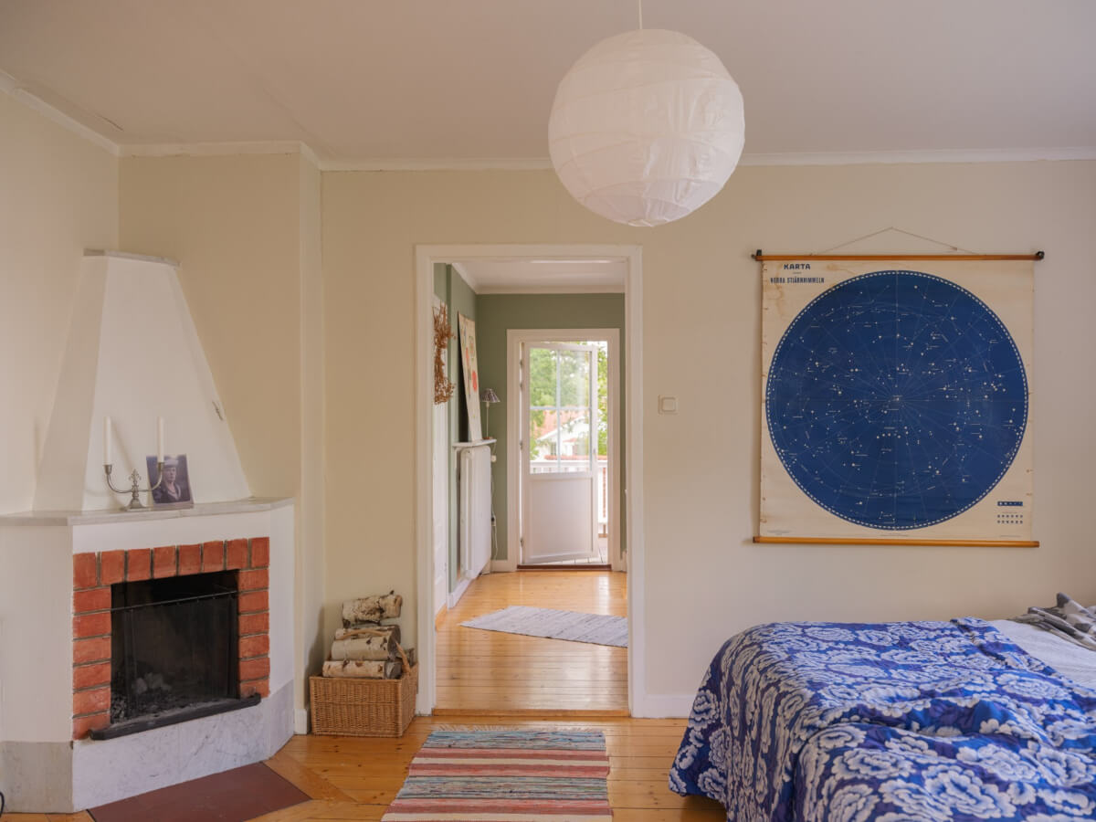 bedroom with fireplace