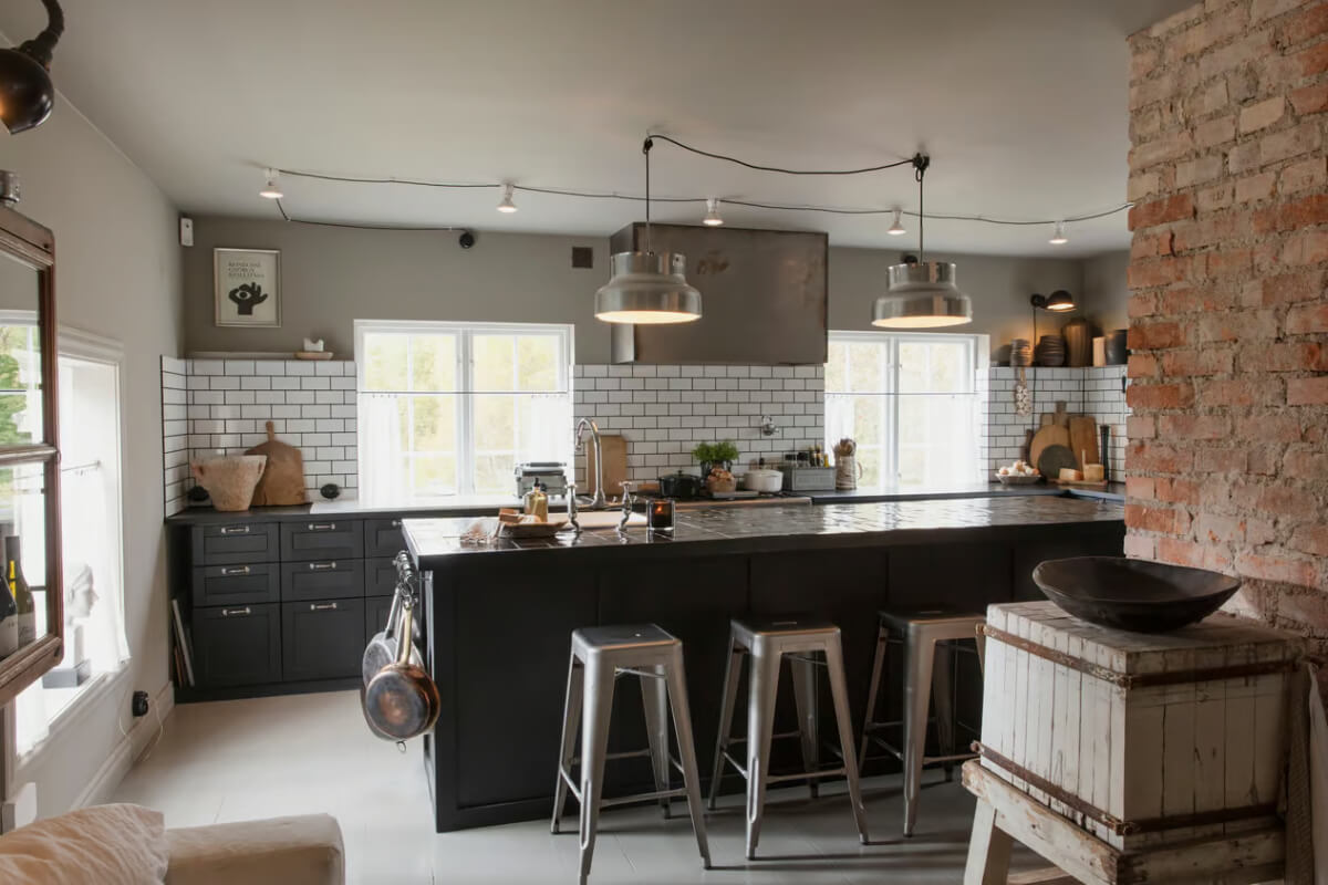 black kitchen island bar seating
