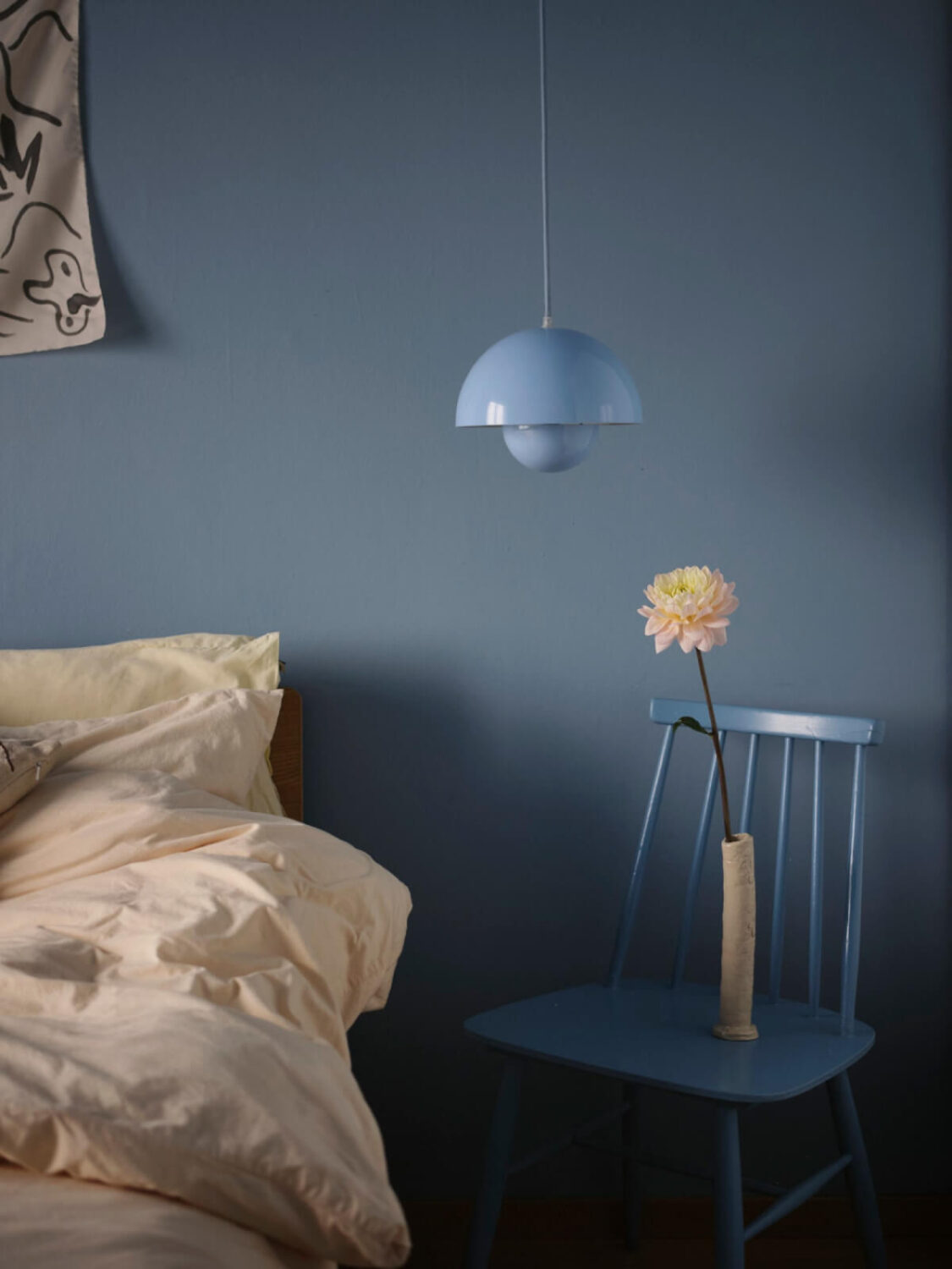 blue chair and pendant
