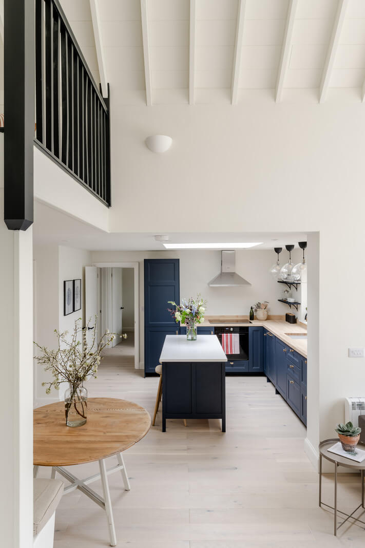 blue kitchen with island