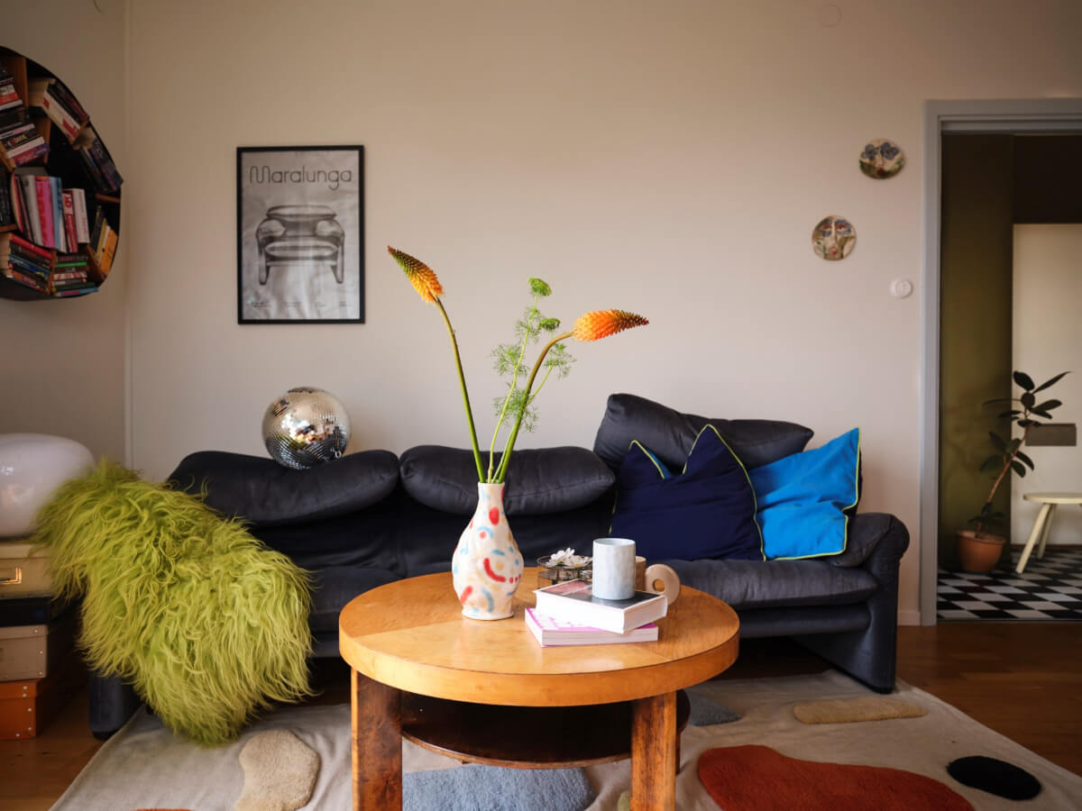 blue sofa living room
