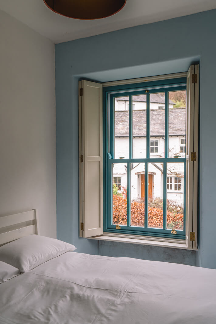 blue window frames