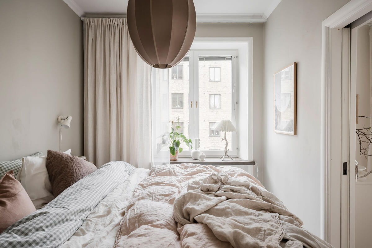 blush colored bedding