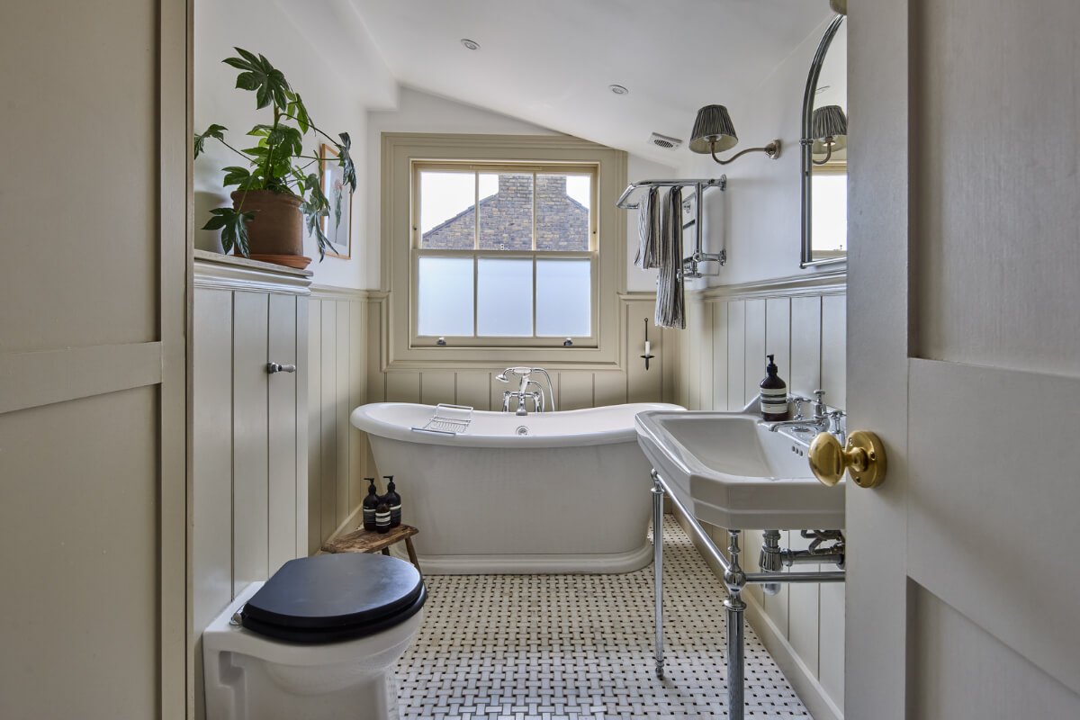 classic bathroom paneling freestanding bath