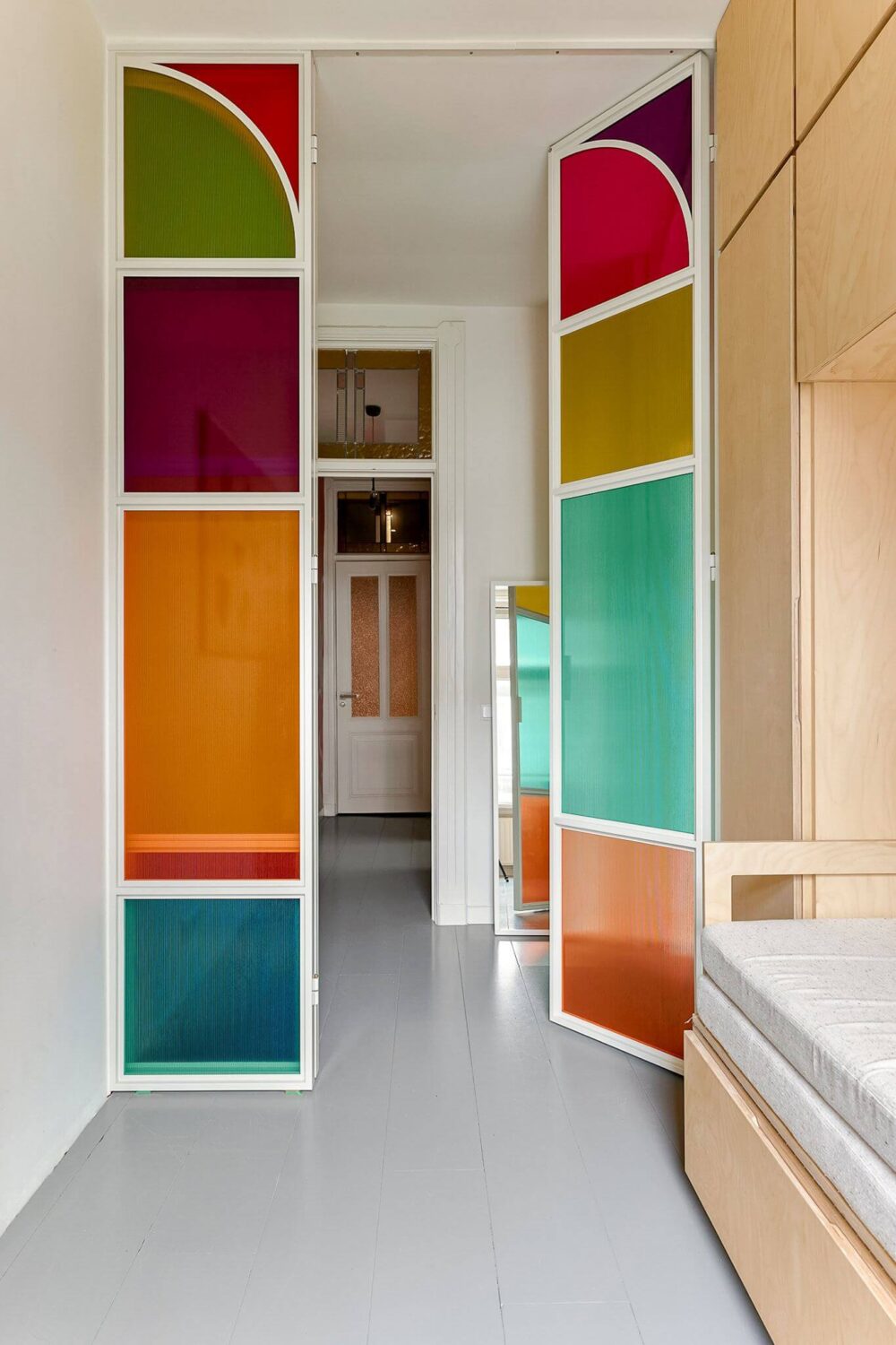 colorful glass doors