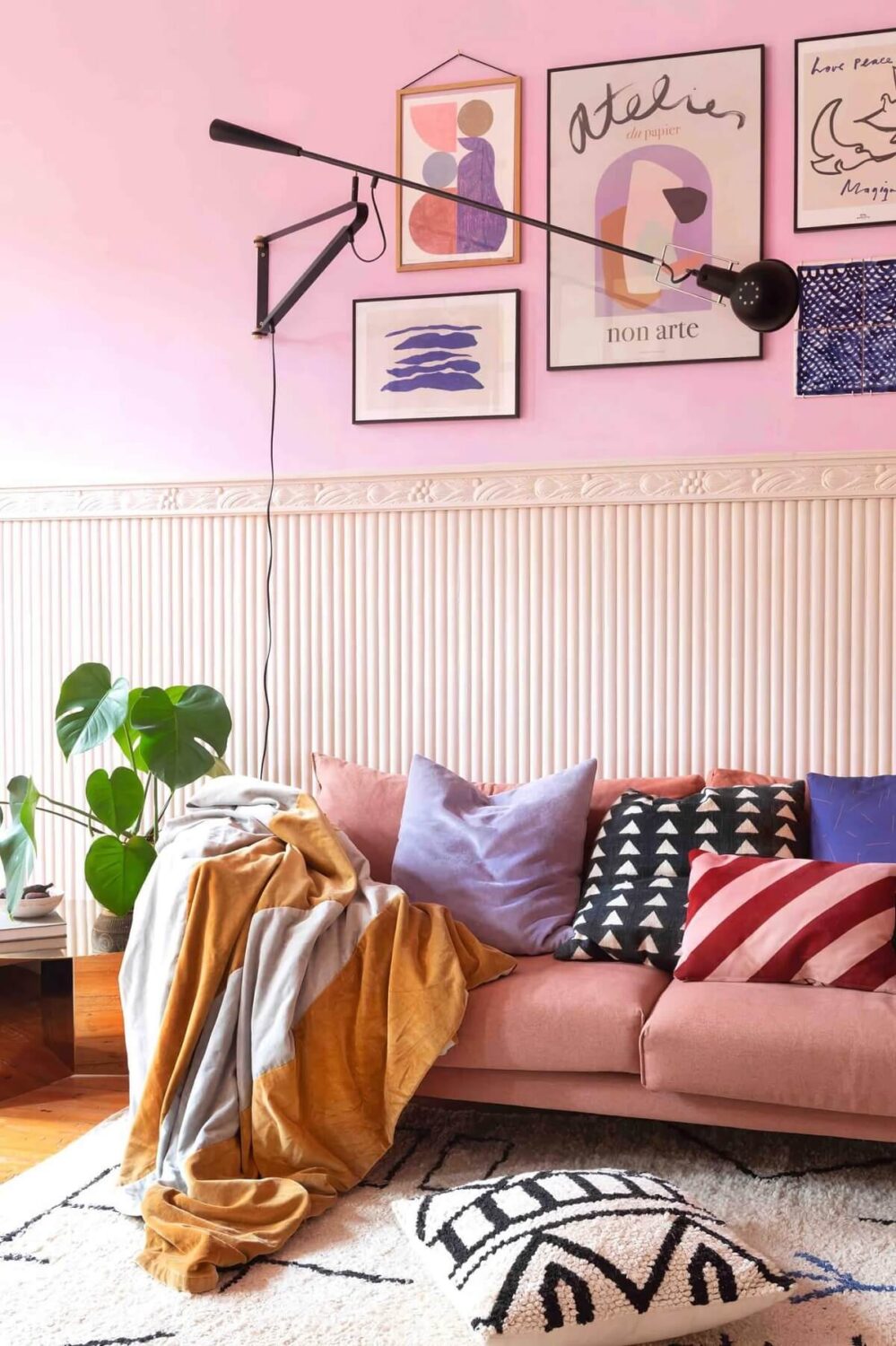 colorful living room porto airbnb