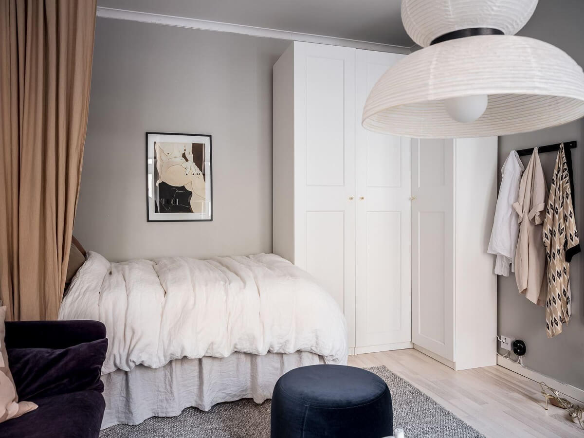 curtain room didiver corner wardrobes studio apartment