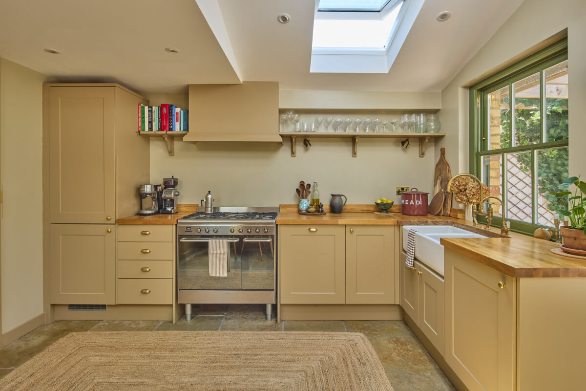 dark beige kitchen wooden countertop