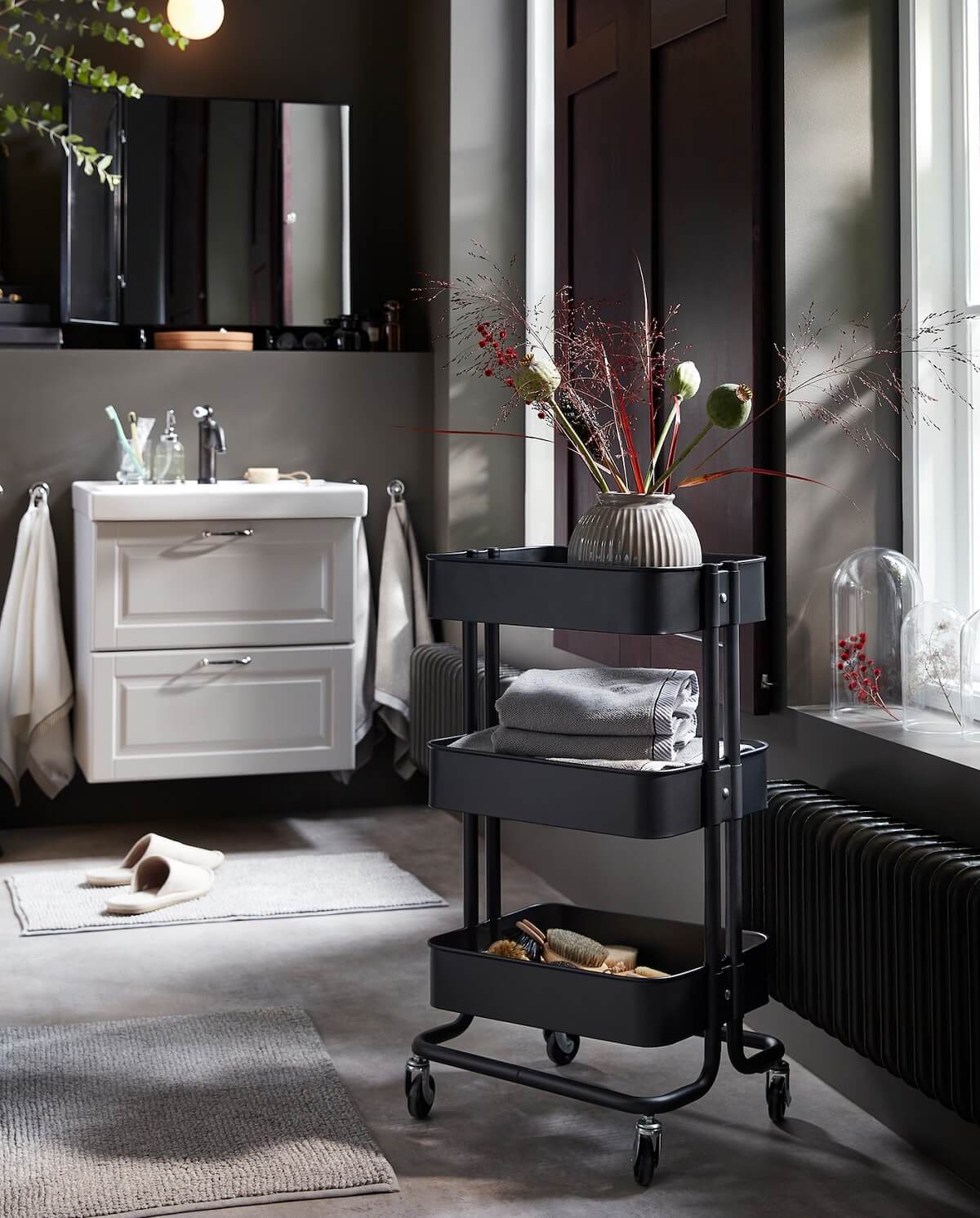 dark gray bathroom ikea nordroom