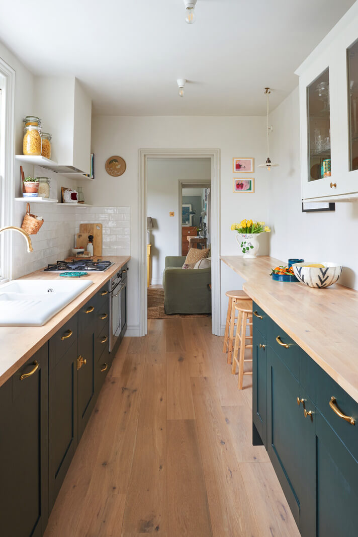 dark green kitchen