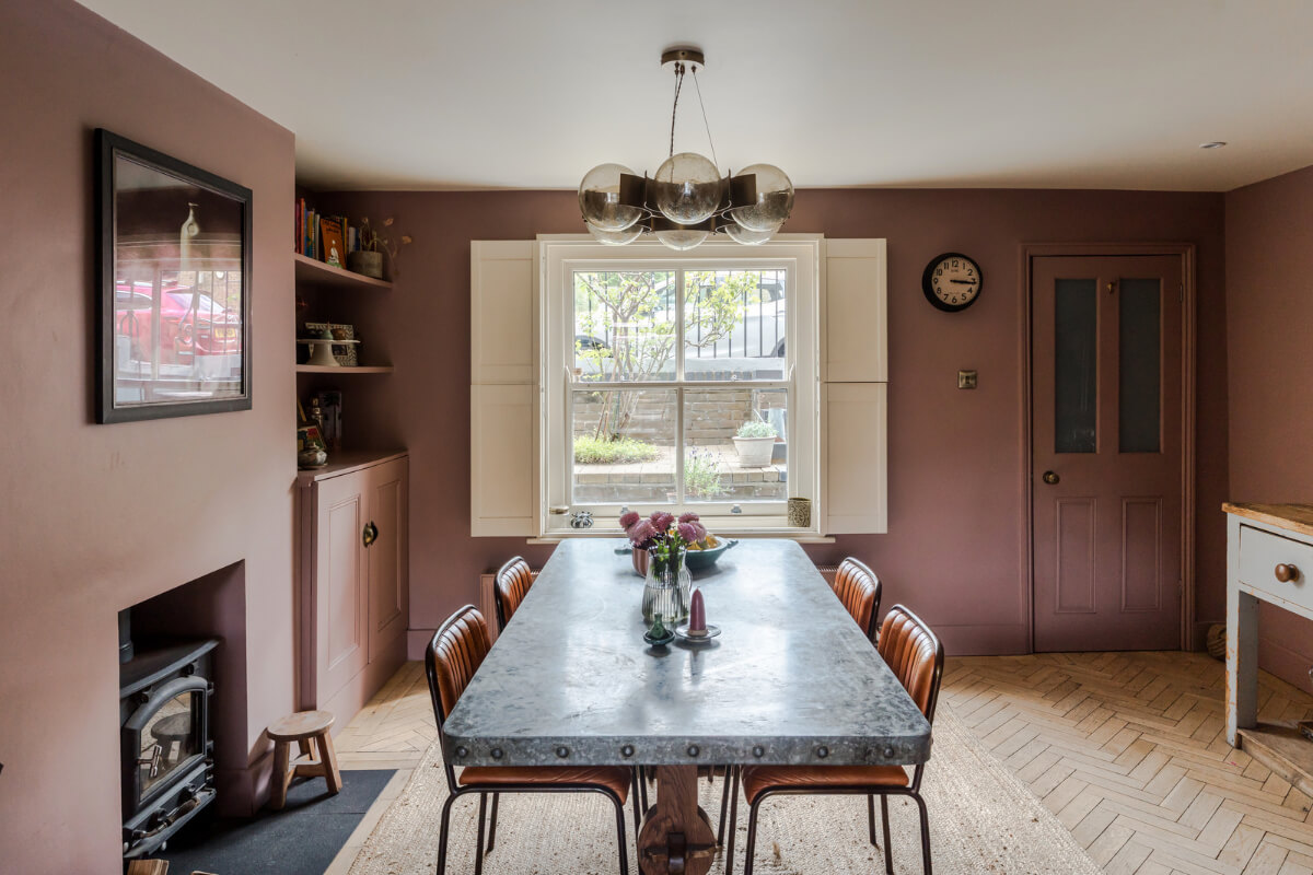 earthy pink dining room