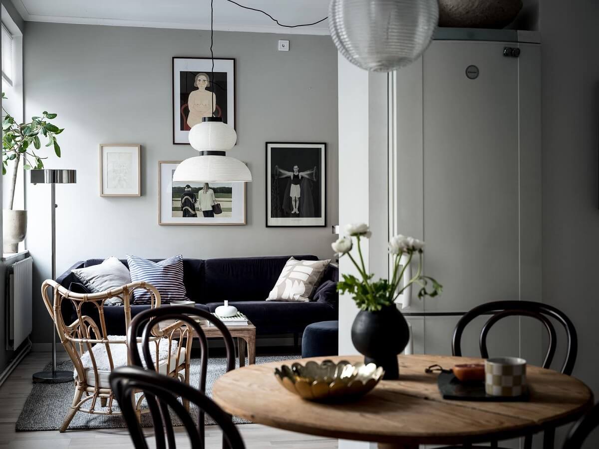gray scandinavian studio apartment