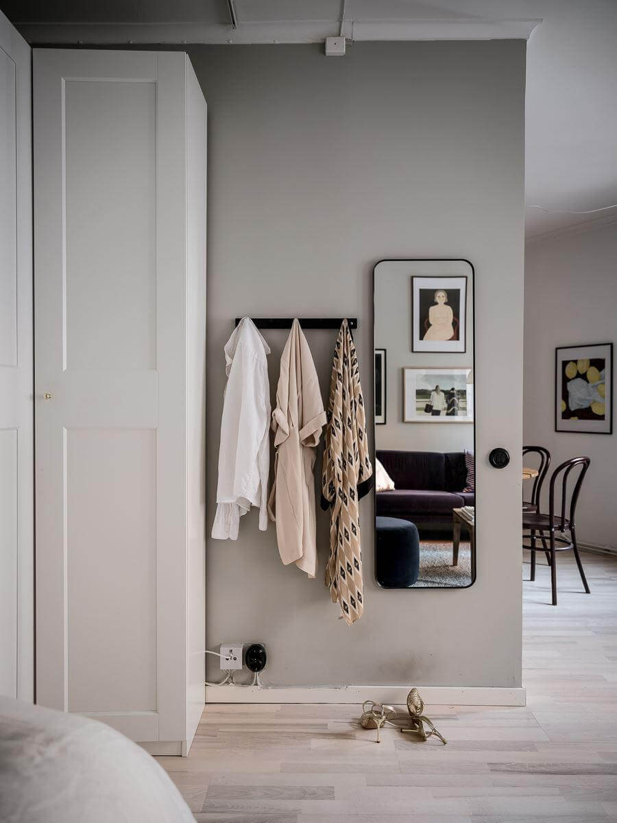 gray studio apartment wardrobes mirror nordroom
