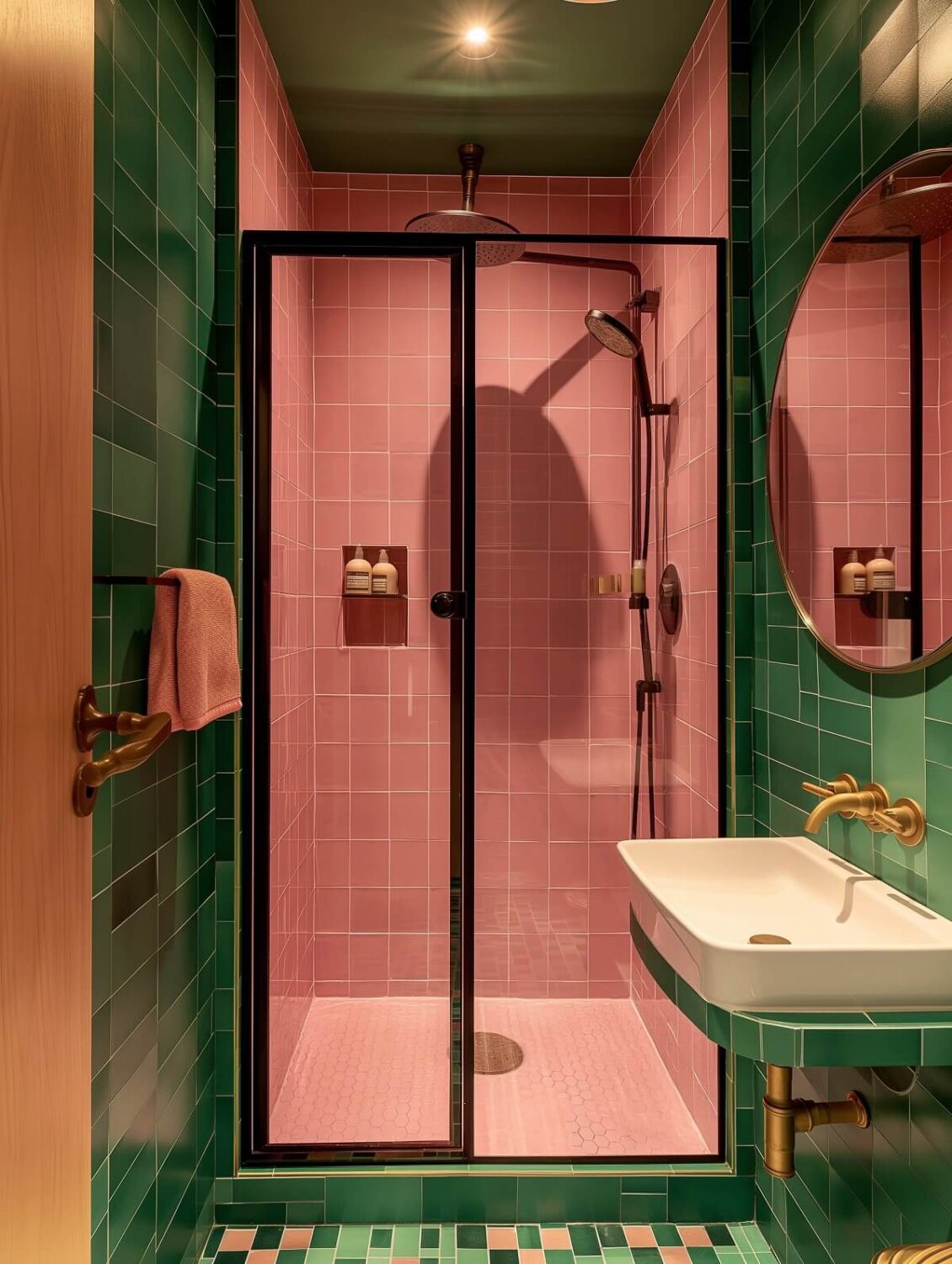 green and pink small bathroom nordroom 40+ Colorful Bathrooms That Will Spruce Up Your Home