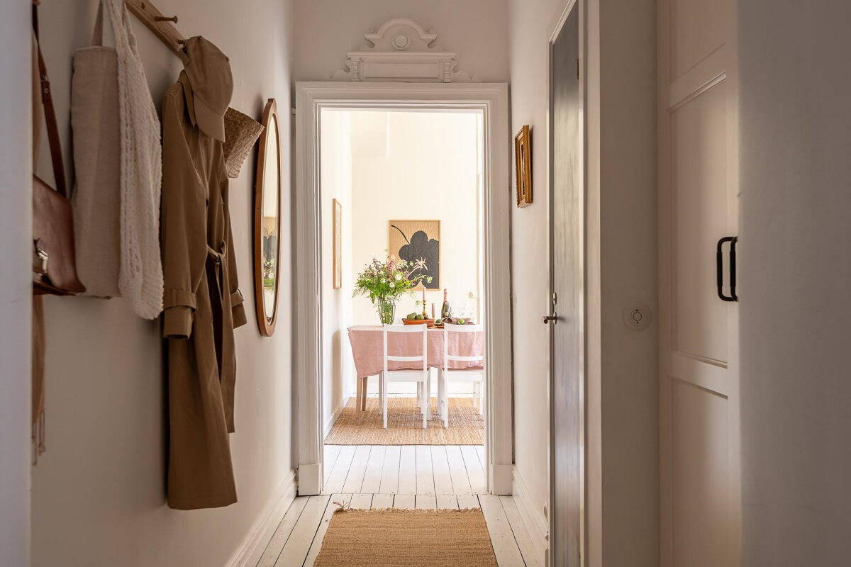 hallway Warm, Neutral Colors in a Lovely Swedish Apartment
