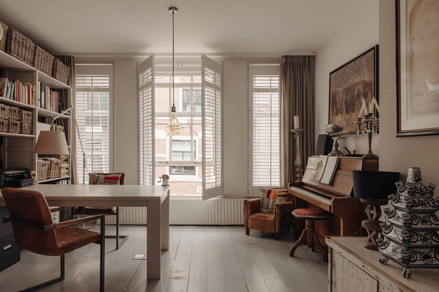 home office with bookcases