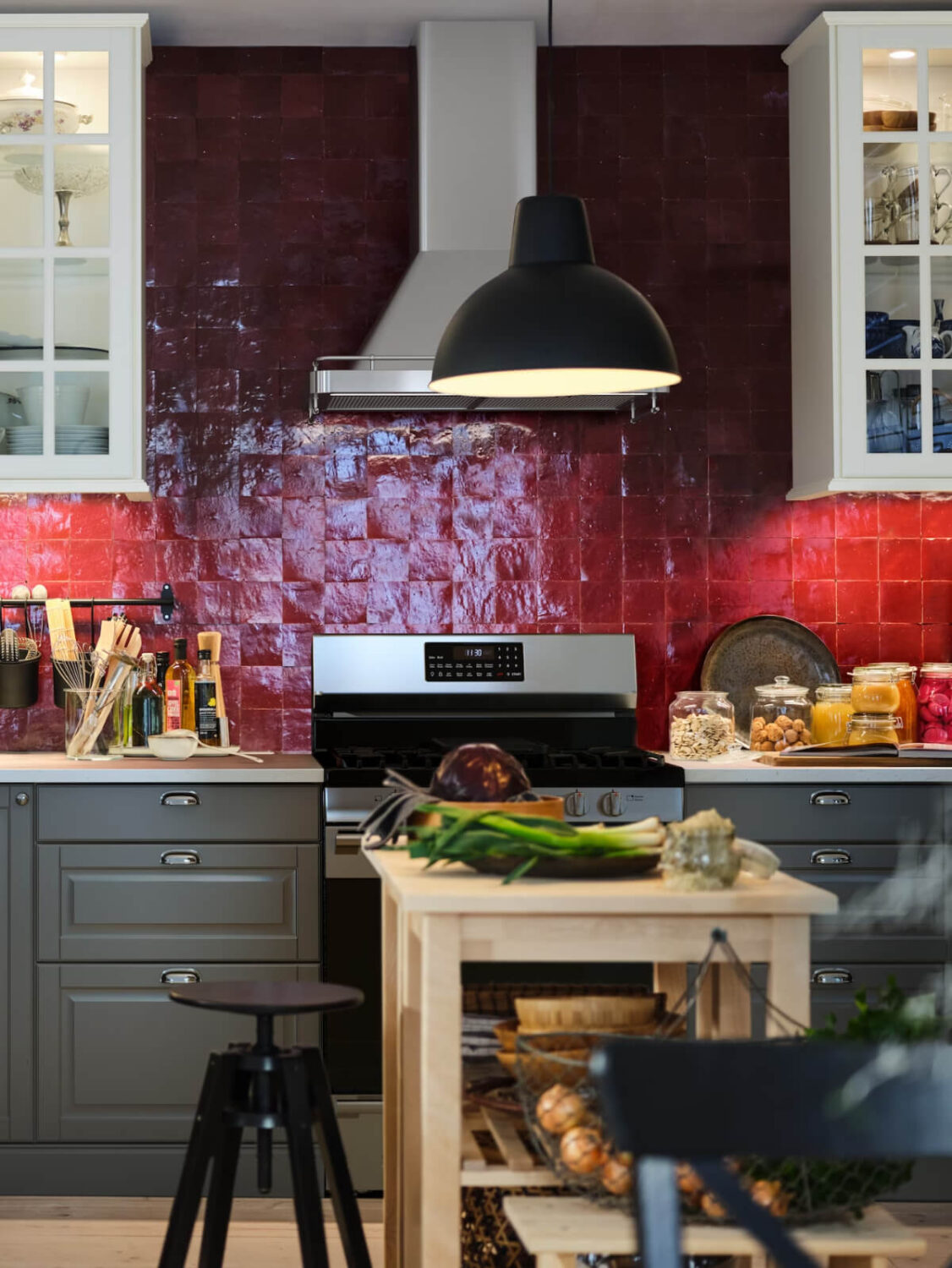 ikea kitchen colorful zellige backsplash tiles nordroom