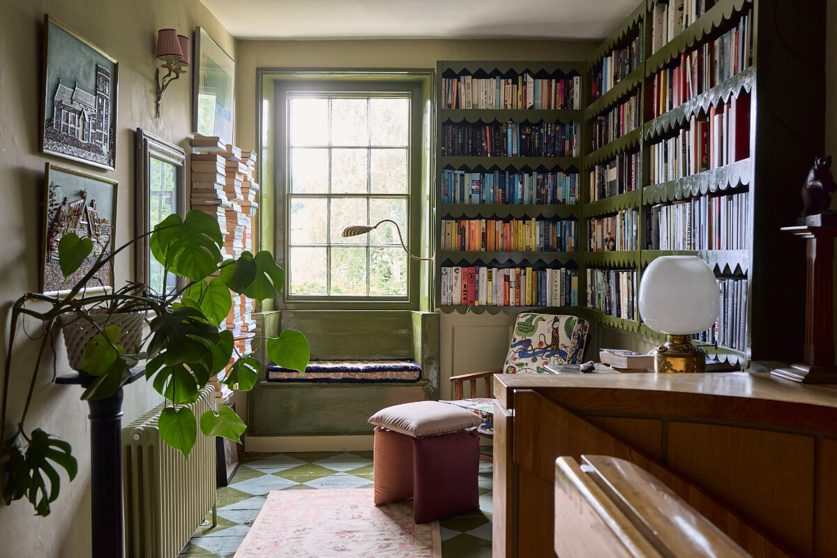 library room painted floorboards