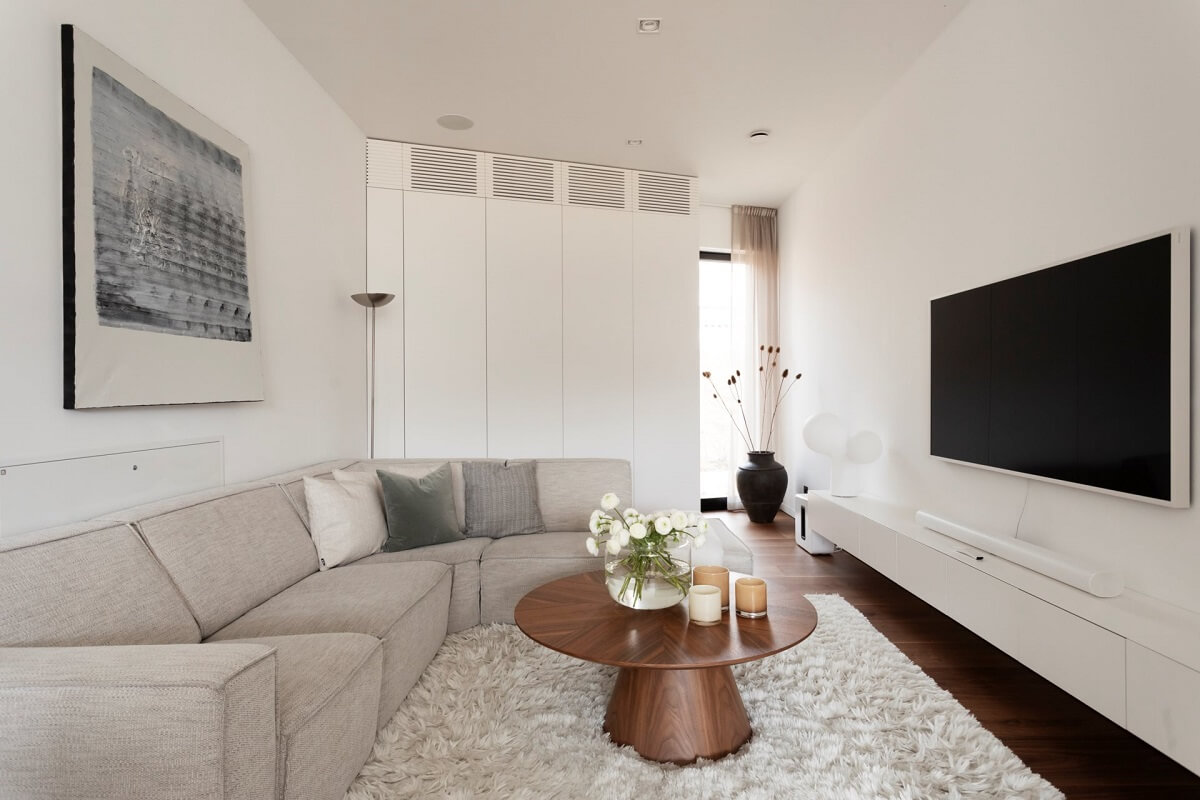 light colored television room