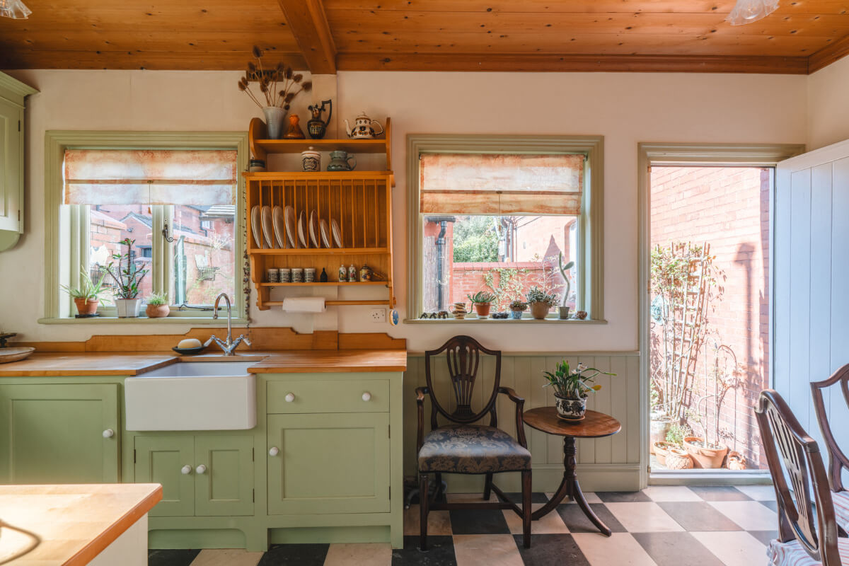 light green cottage kitchen