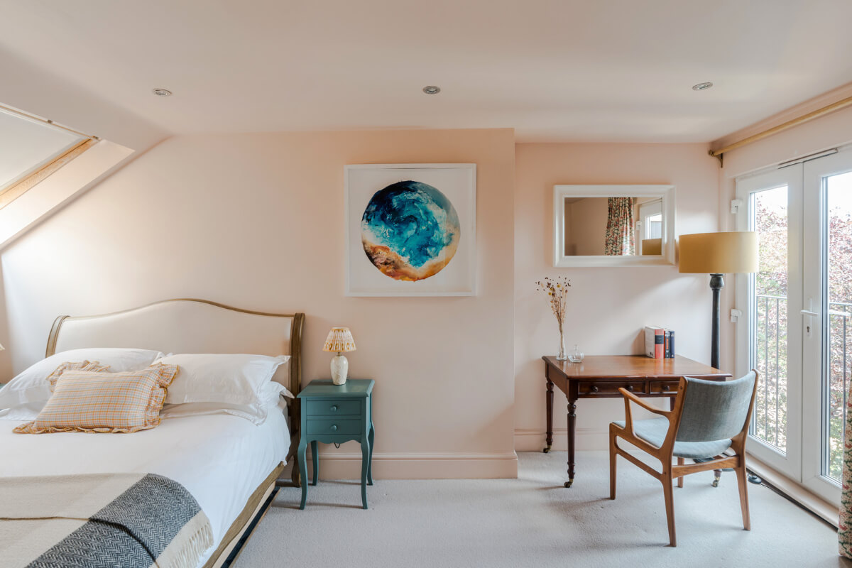 light pink attic bedroom