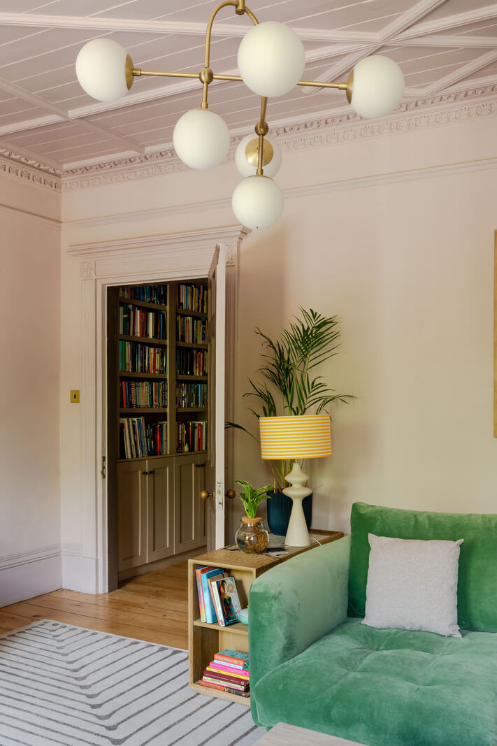 light pink living room stucco