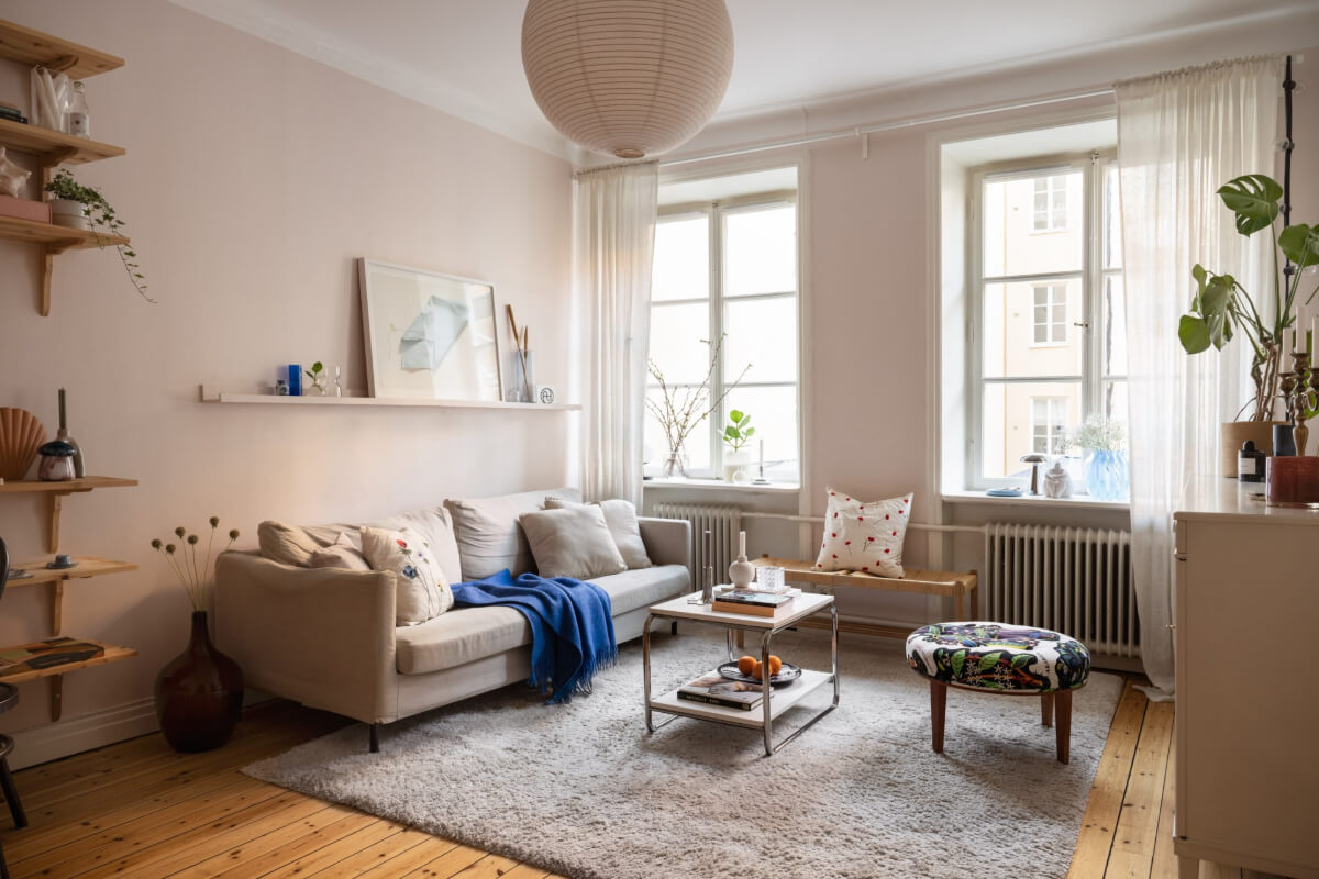 light pink living room