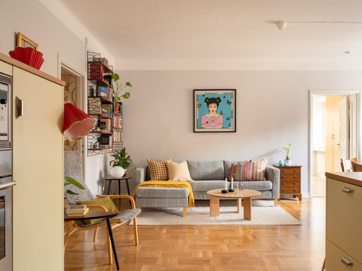 light scandi living room parquet floor