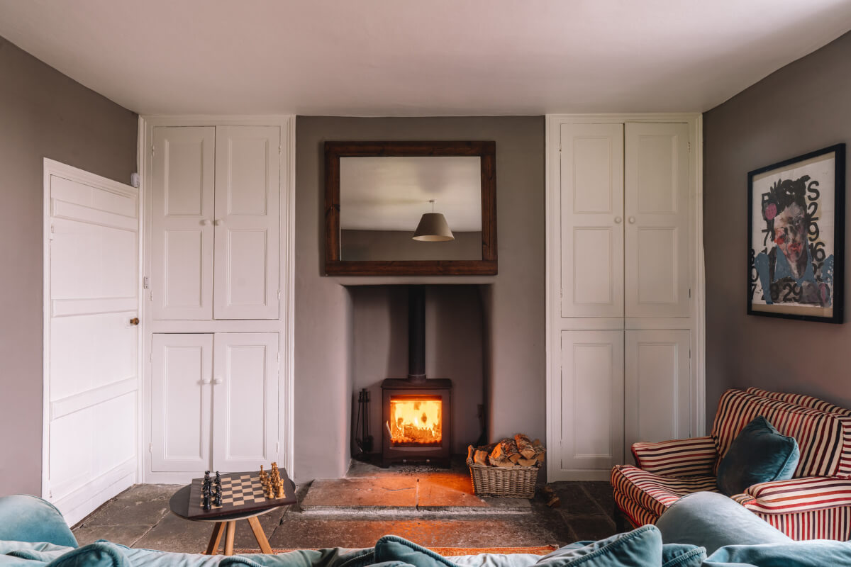 living room fireplace built-in cabinets