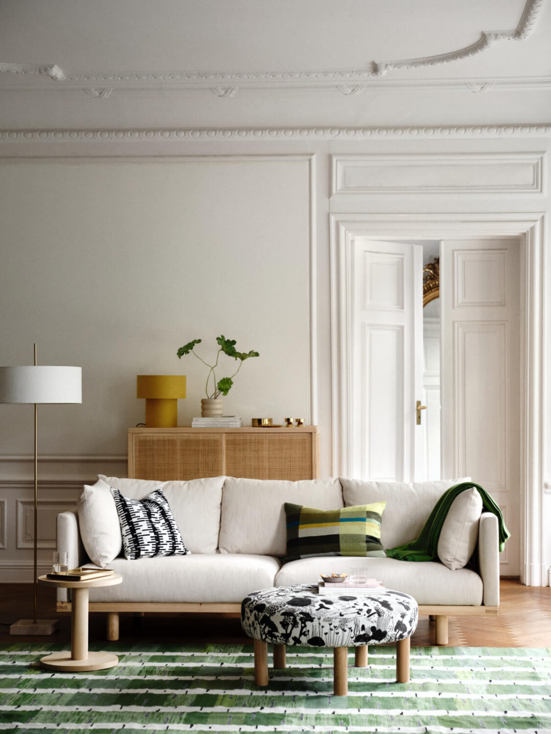 living room light sofa green rug ikea stockholm 2025 nordroom IKEA STOCKHOLM 2025 Collection: Classic Designs Made Of Natural Materials