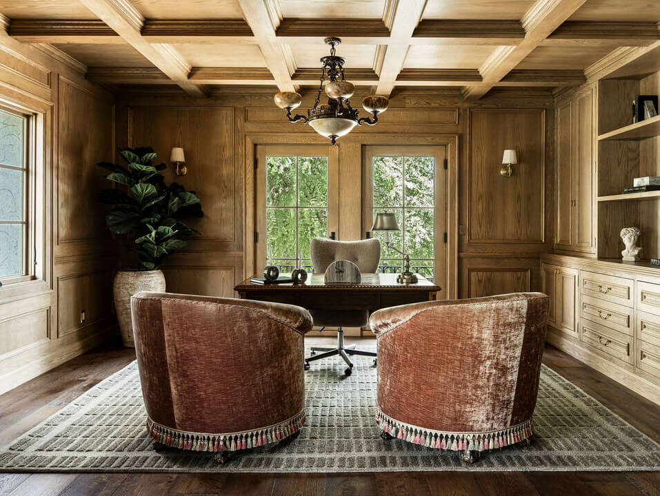 oak paneled home office