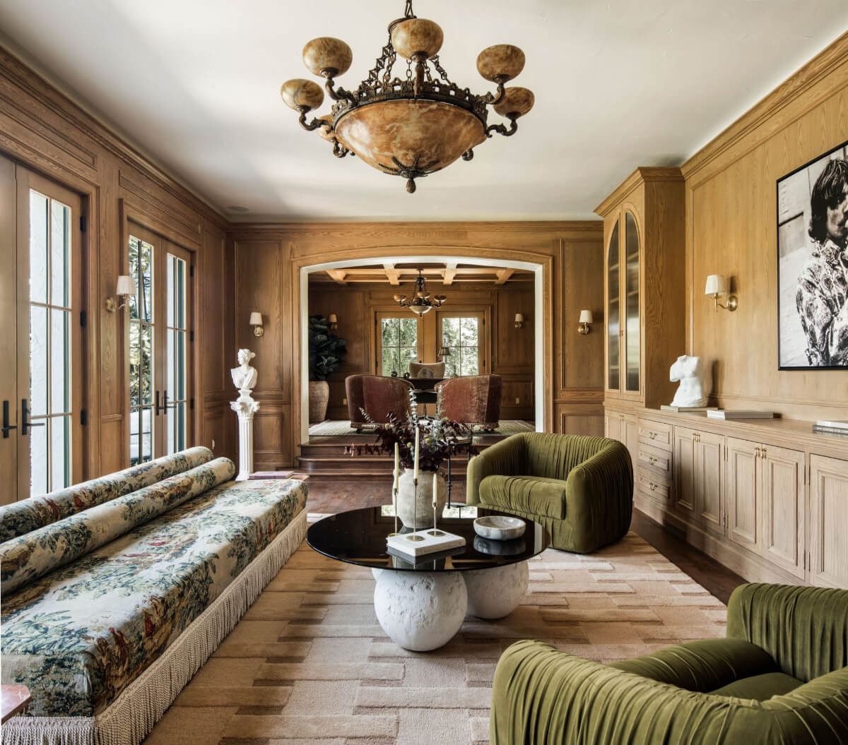 oak-paneled sitting room