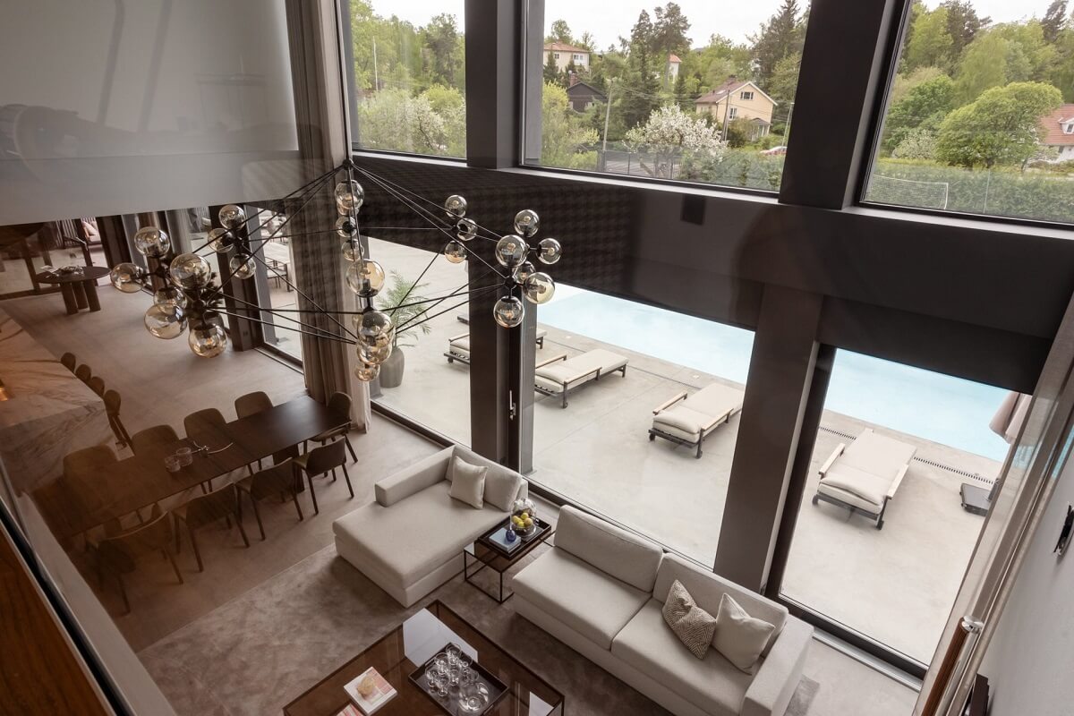 open plan living space from above