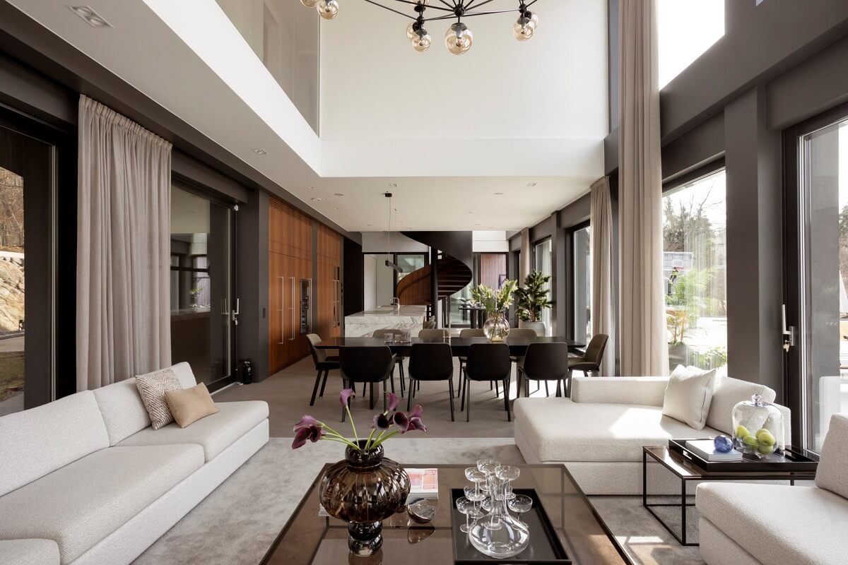 open plan living space modern scandinavian villa