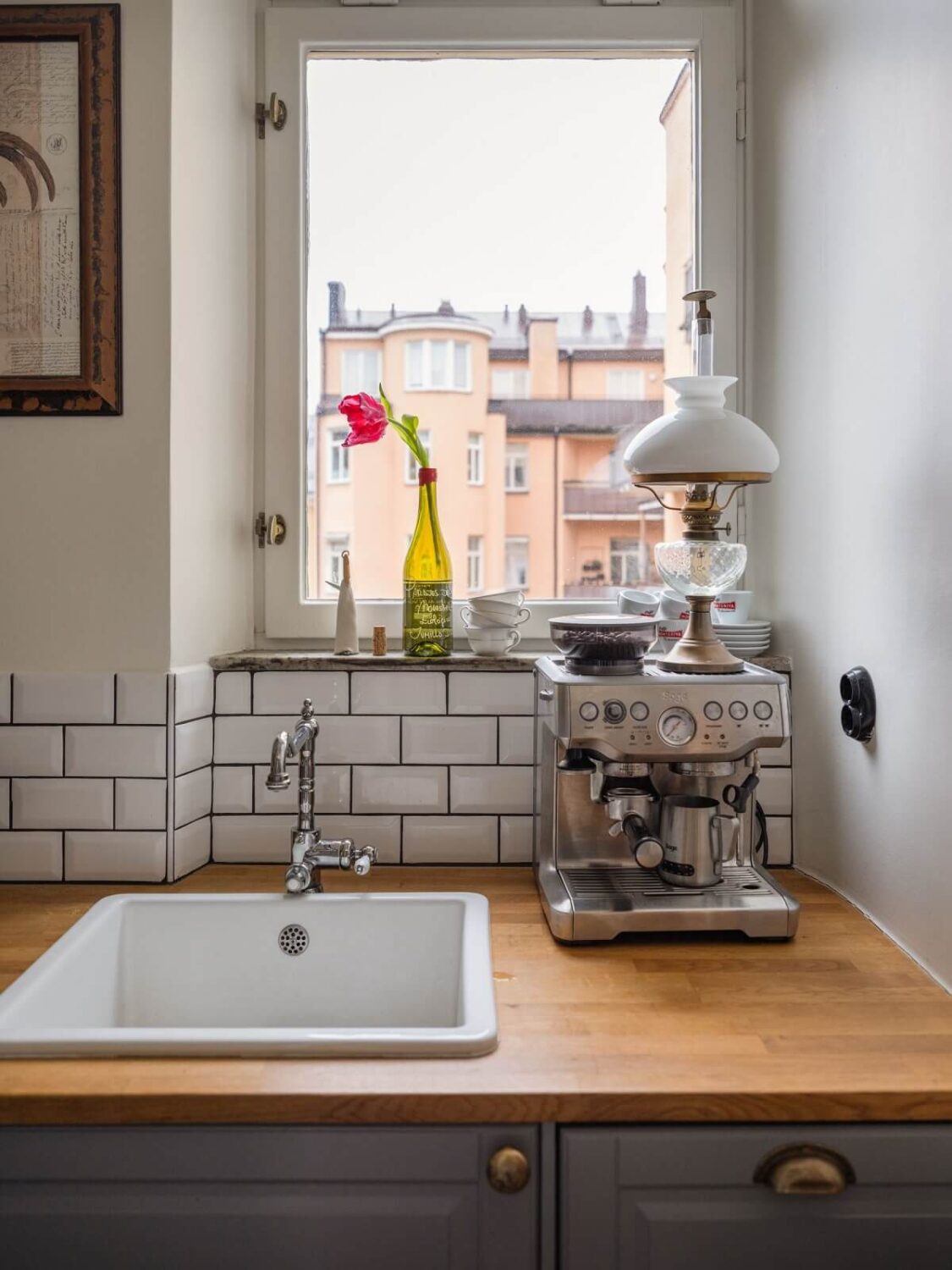 small gray kitchen with subway tiles nordroom