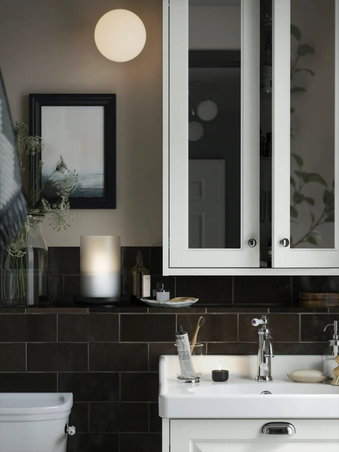 small ikea bathroom black tiles nordroom