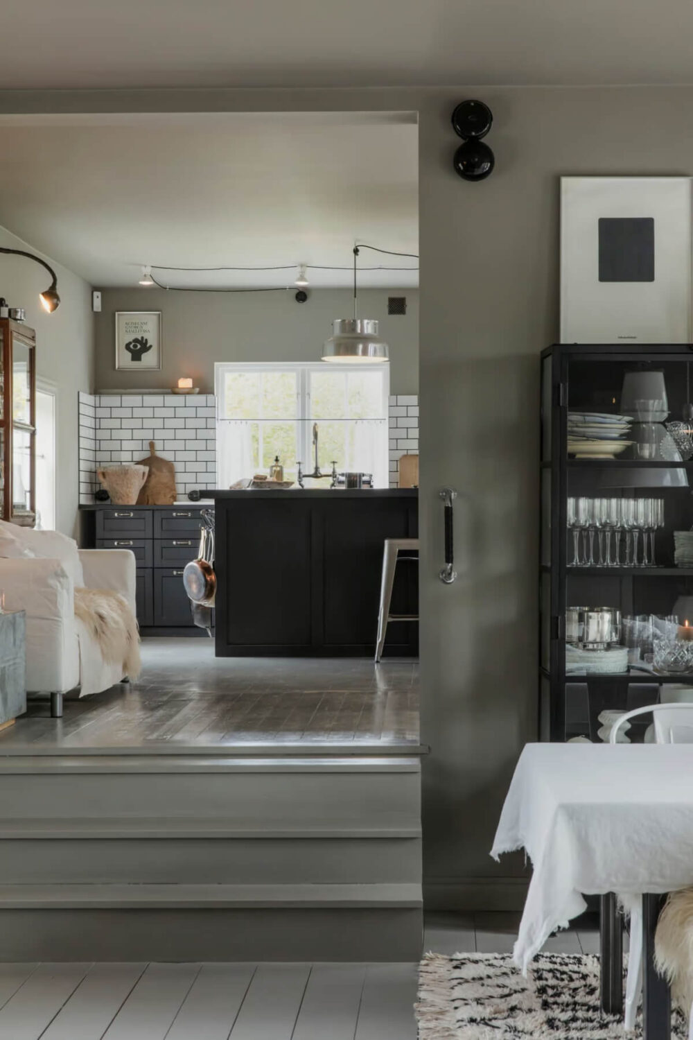 split level gray living space