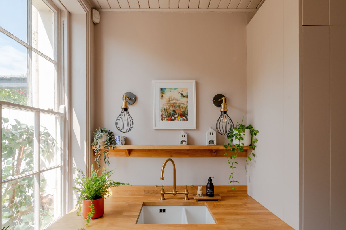utility room sink and shelf