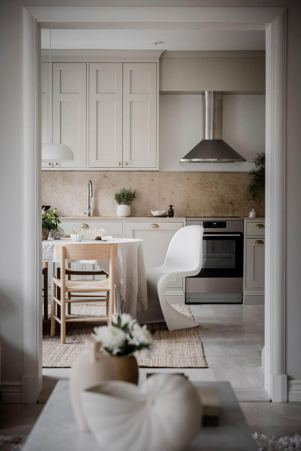 view into kitchen