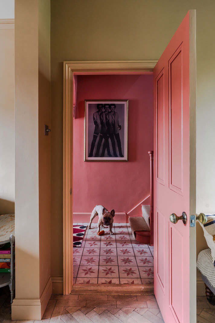 view into pink hall
