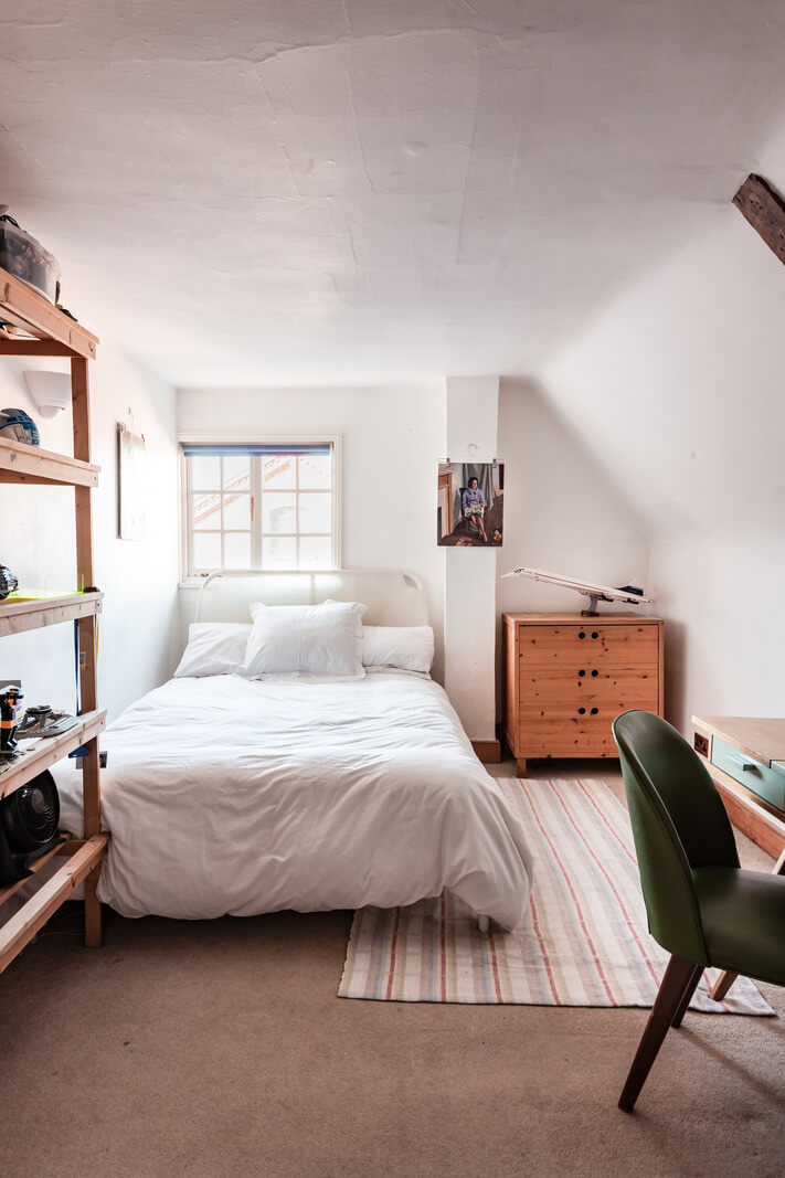 white attic bedroom