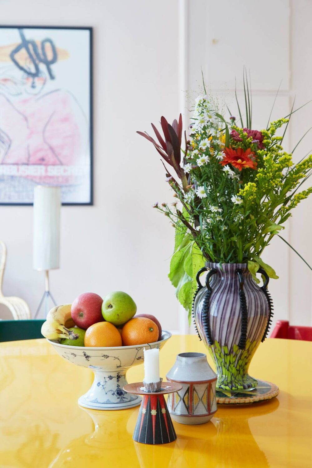 yellow dining table
