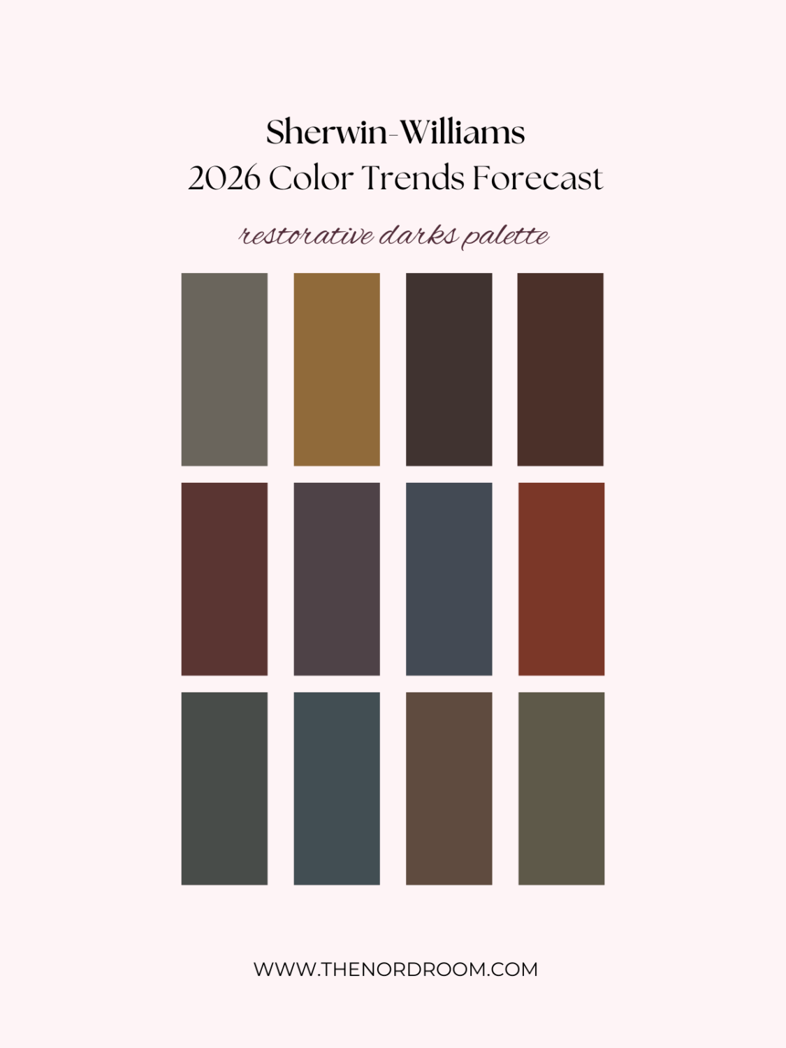 sherwin williams restorative darks color palette nordroom Sherwin-Williams Color Trends Forecast 2026